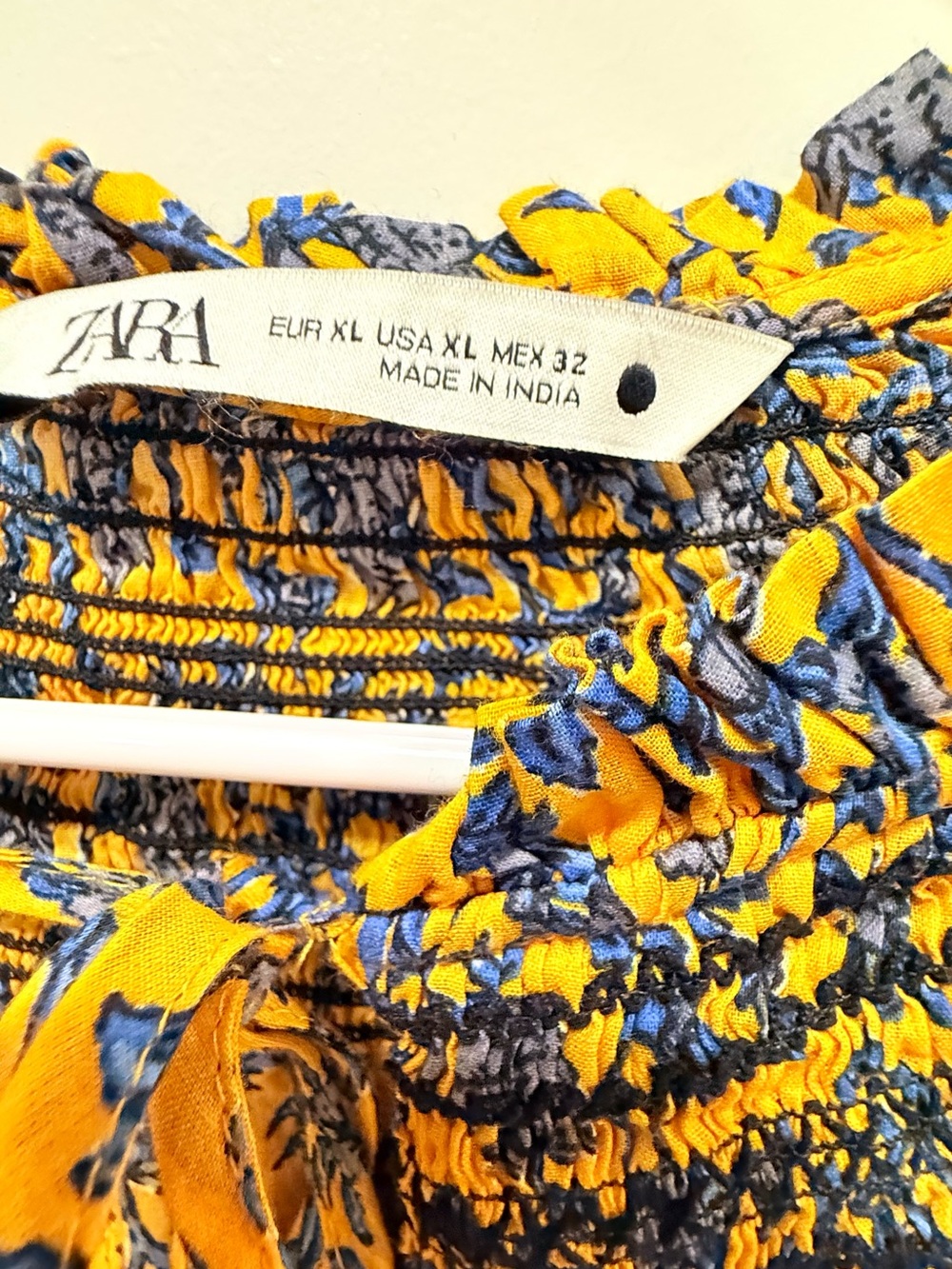 ZARA Mustard Yellow Floral Smocked Embroidered Peasant Blouse Top🤩 - Picture 6 of 9